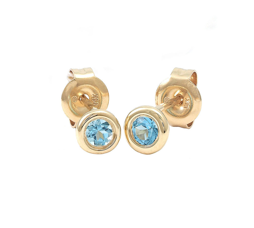 Gold Bezel Birthstone Stud Earring