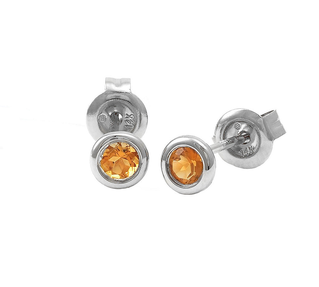 Gold Bezel Birthstone Stud Earring