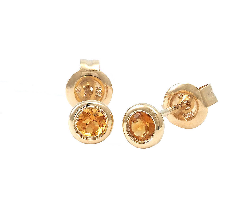 Gold Bezel Birthstone Stud Earring
