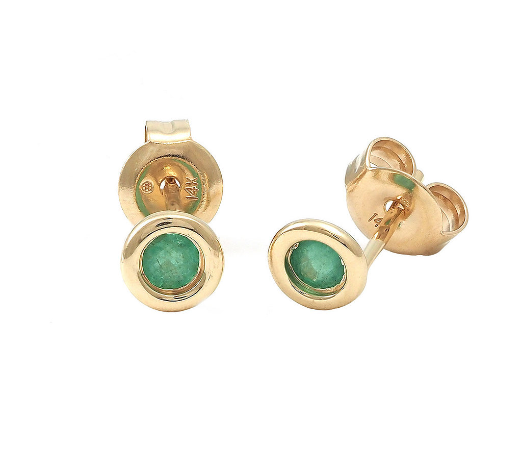Gold Bezel Birthstone Stud Earring