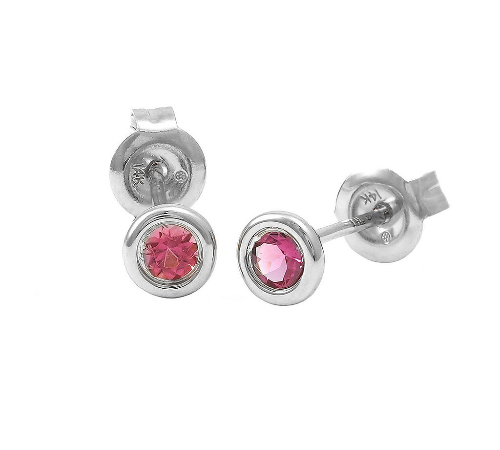 Gold Bezel Birthstone Stud Earring