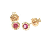 Gold Bezel Birthstone Stud Earring