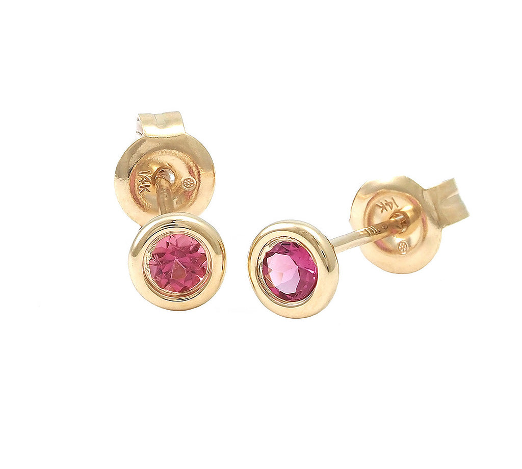 Gold Bezel Birthstone Stud Earring