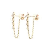 Diamond Trio Drop Earrings - 14KT Gold - Monisha Melwani Jewelry