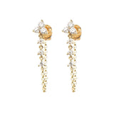 Diamond Trio Drop Earrings - 14KT Gold - Monisha Melwani Jewelry