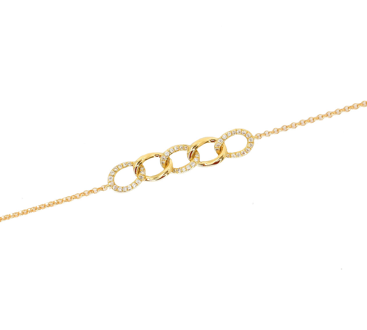 18KT Yellow Gold Diamond Mini Link Bracelet- Monisha Melwani Jewelry