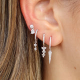 Gold Triple Trio Diamond Hoop Earring
