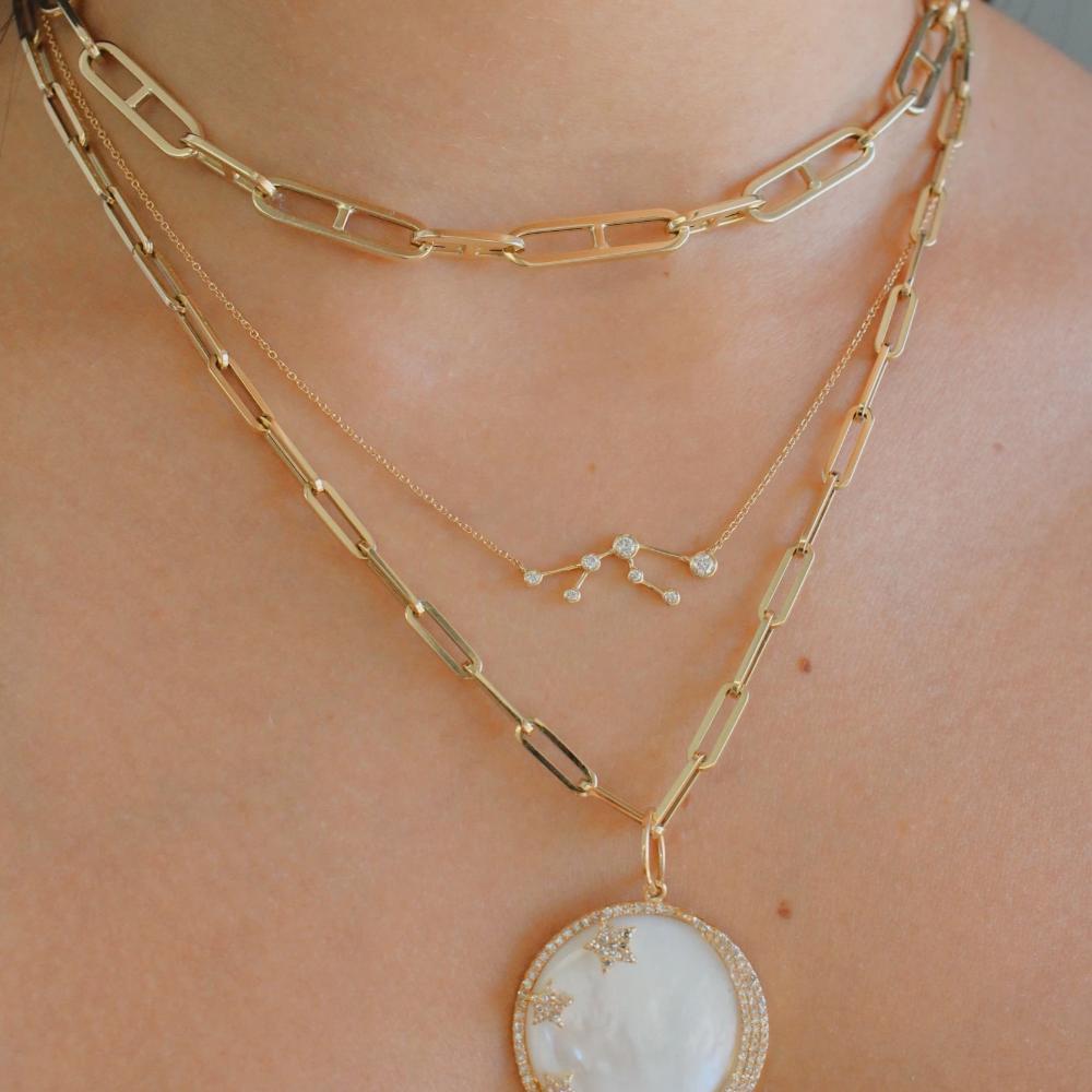 Gold Diamond Zodiac Necklace -18kt Gold - Monisha Melwani Jewelry