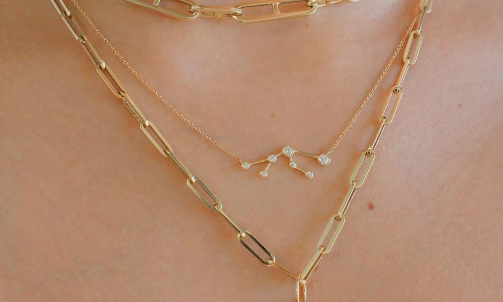 Gold Diamond Zodiac Necklace -18kt Gold - Monisha Melwani Jewelry