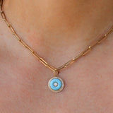 Gold Diamond Round Turquoise Pendant