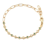 Gold Diamond Emerald Paperclip Bracelet
