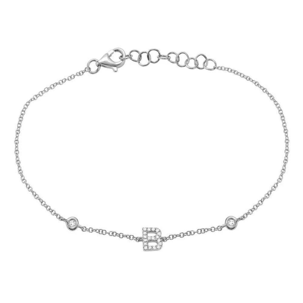 Gold Initial Diamond Bracelets - 14KT Gold - Monisha Melwani Jewelry