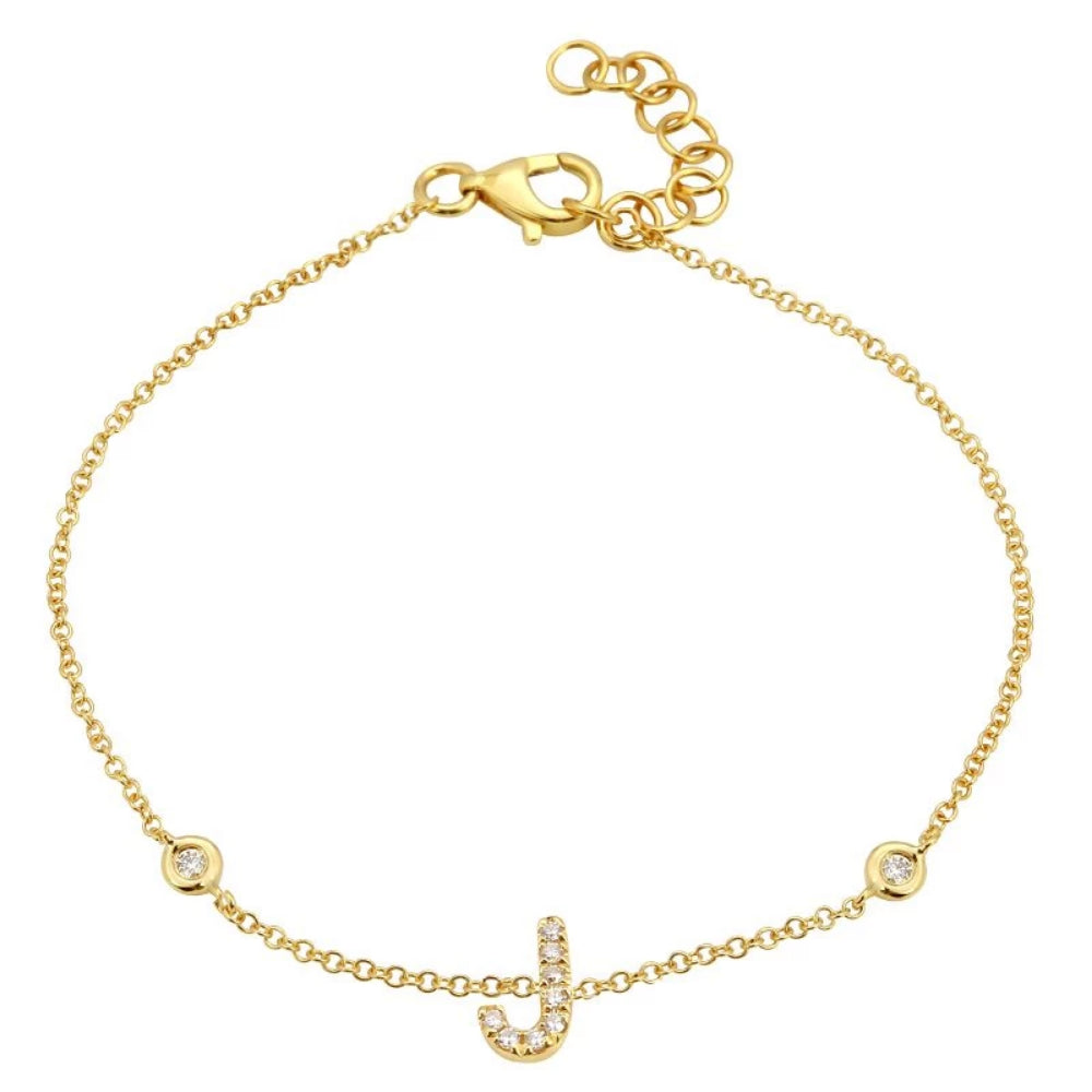 Gold Initial Diamond Bracelets - 14KT Gold - Monisha Melwani Jewelry