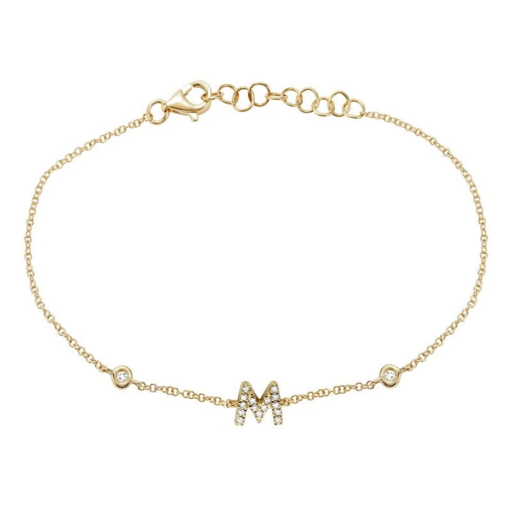 Gold Initial Diamond Bracelets - 14KT Gold - Monisha Melwani Jewelry