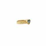 Gold Blue Topaz Heart Twist Ring