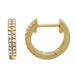 Double Diamond Mini Hoop Earring - 14KT Gold - Monisha Melwani Jewelry