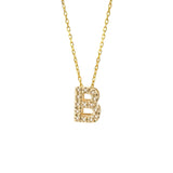 Gold Pave Diamond Initial Necklace