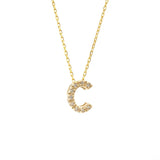 Gold Pave Diamond Initial Necklace
