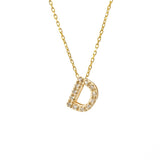 Gold Pave Diamond Initial Necklace