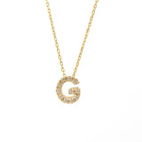 Gold Pave Diamond Initial Necklace