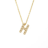 Gold Pave Diamond Initial Necklace