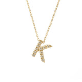 Gold Pave Diamond Initial Necklace