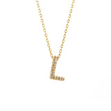 Gold Pave Diamond Initial Necklace