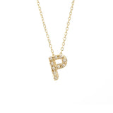Gold Pave Diamond Initial Necklace