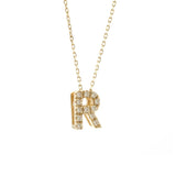 Gold Pave Diamond Initial Necklace