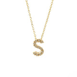 Gold Pave Diamond Initial Necklace