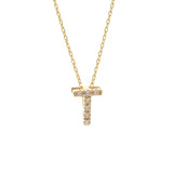 Gold Pave Diamond Initial Necklace