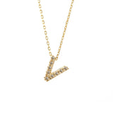 Gold Pave Diamond Initial Necklace