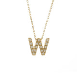 Gold Pave Diamond Initial Necklace