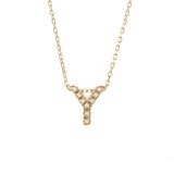Gold Pave Diamond Initial Necklace