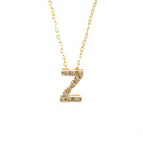 Gold Pave Diamond Initial Necklace