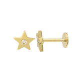 Gold Star Diamond Flat Back Earring