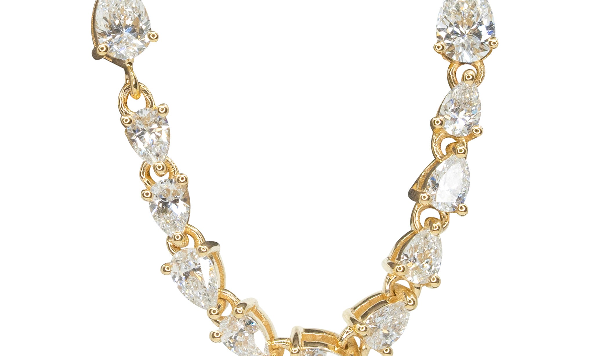 Gold Multi Pear Diamond Connecting Earring - 14KT Gold - Monisha Melwani Jewelry