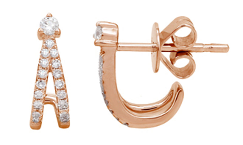 Double Diamond Cage Earrings - 14KT Gold - Monisha Melwani Jewelry