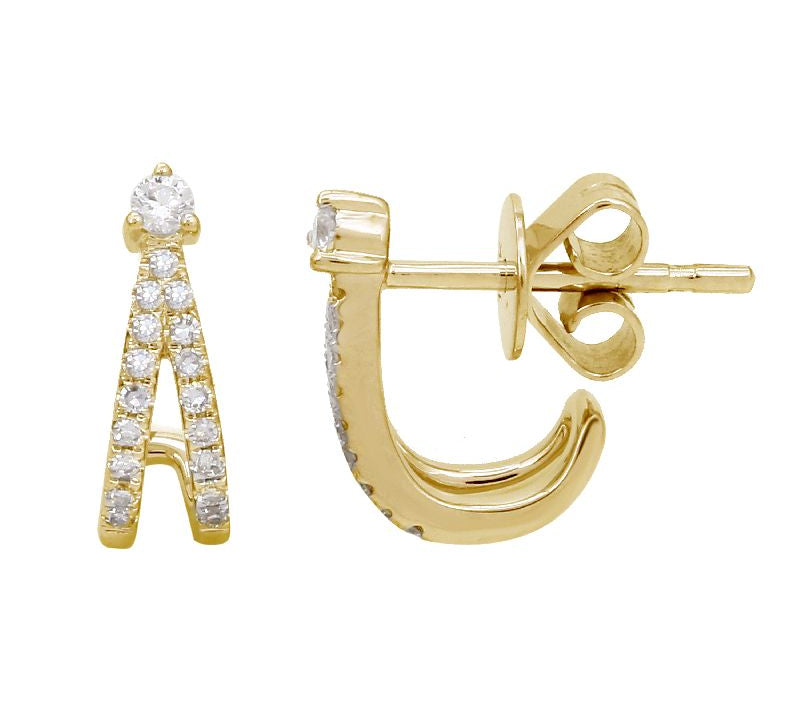 Double Diamond Cage Earrings - 14KT Gold - Monisha Melwani Jewelry