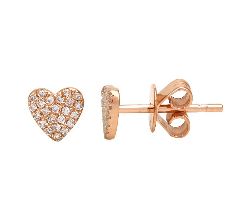 Gold Mini Pave Diamond Heart Earring - 14KT Gold - Monisha Melwani Jewelry