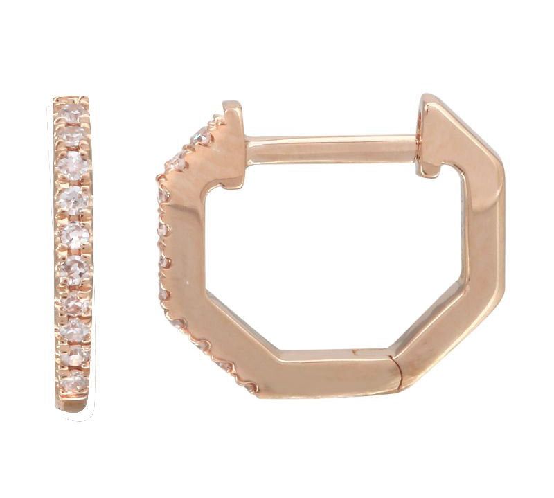 Gold Diamond Octagon Earring - 14kt Gold - Monisha Melwani Jewelry