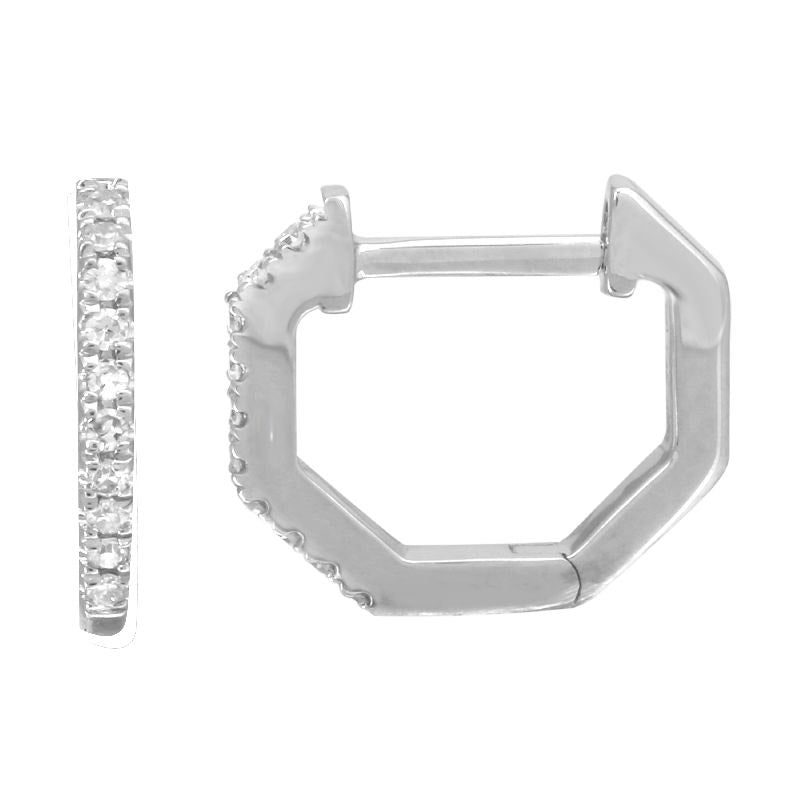 Gold Diamond Octagon Earring - 14kt Gold - Monisha Melwani Jewelry