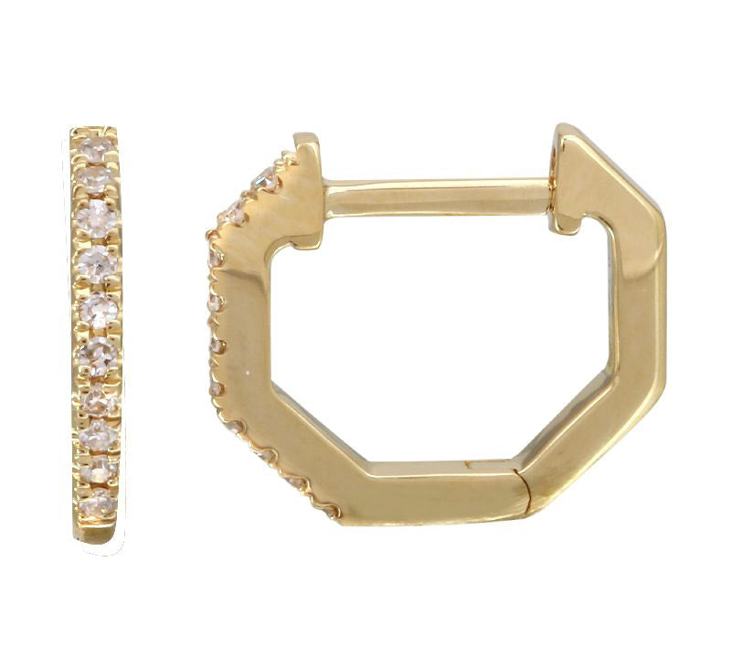 Gold Diamond Octagon Earring - 14kt Gold - Monisha Melwani Jewelry