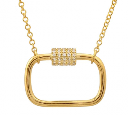 Gold Diamond Screw Clasp Thin Chain Necklace - 14KT Gold - Monisha Melwani Jewelry