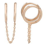 Gold Double Hoop Chain Earring - 14KT Gold - Monisha Melwani Jewelry