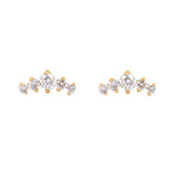 Gold Cluster Diamond Graduated Climber Earring - 14KT Gold - Monisha Melwani Jewelry