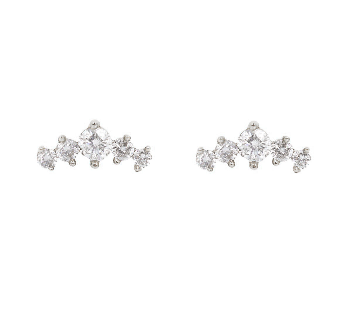 Gold Cluster Diamond Graduated Climber Earring - 14KT Gold - Monisha Melwani Jewelry