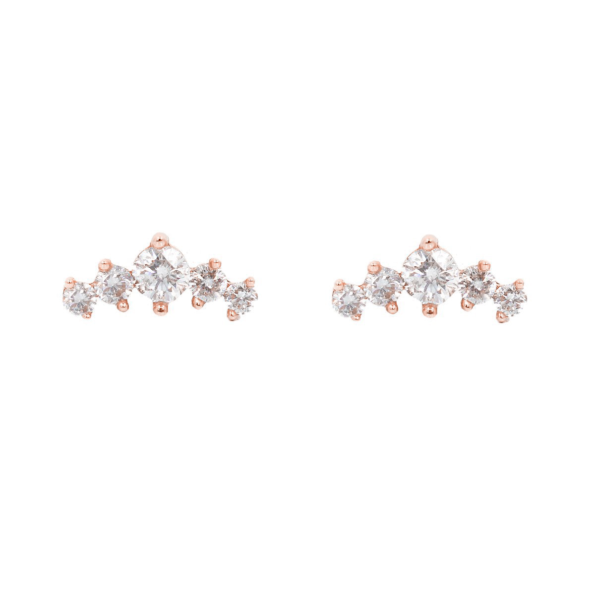 Gold Cluster Diamond Graduated Climber Earring - 14KT Gold - Monisha Melwani Jewelry