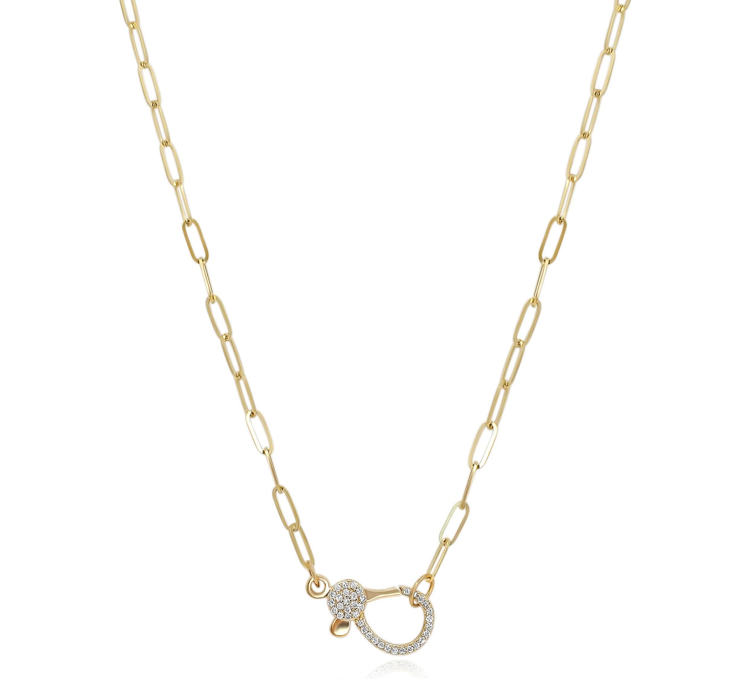 Gold Diamond Clasp Link Necklace - 14kt Gold - Monisha Melwani Jewelry