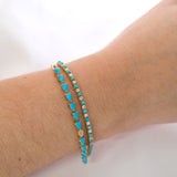 Gold Turquoise Pear Shape Diamond Paperclip Chain Bracelet